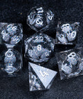 URWizards D&D Liquid Heart Resin Engraved Dice Set Dark - Urwizards
