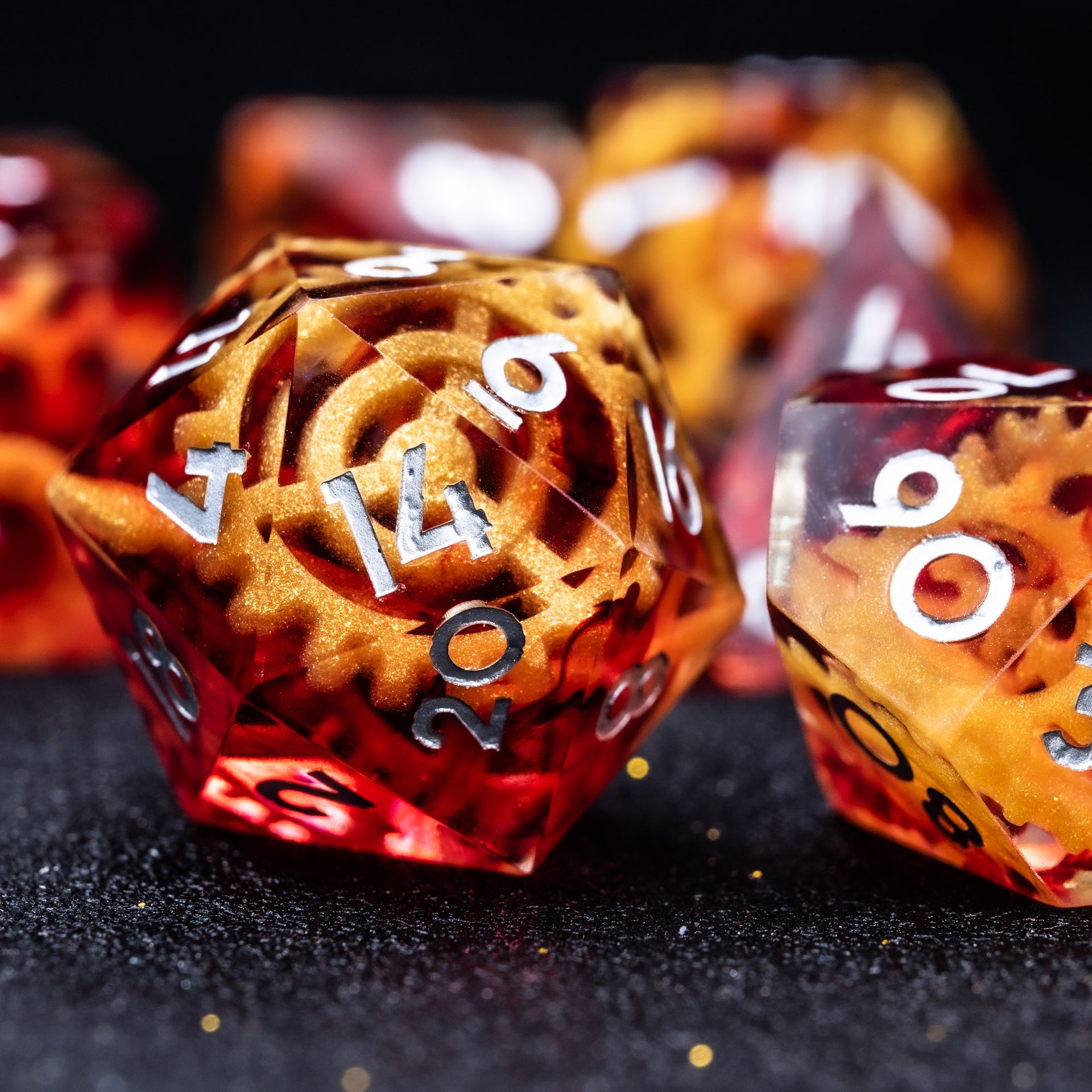 URWizards D&D Sharp Edge Gear Resin Dice Set