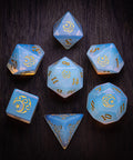 URWizards Dnd Opalite Engraved Dice Set Moon Star Style - Urwizards