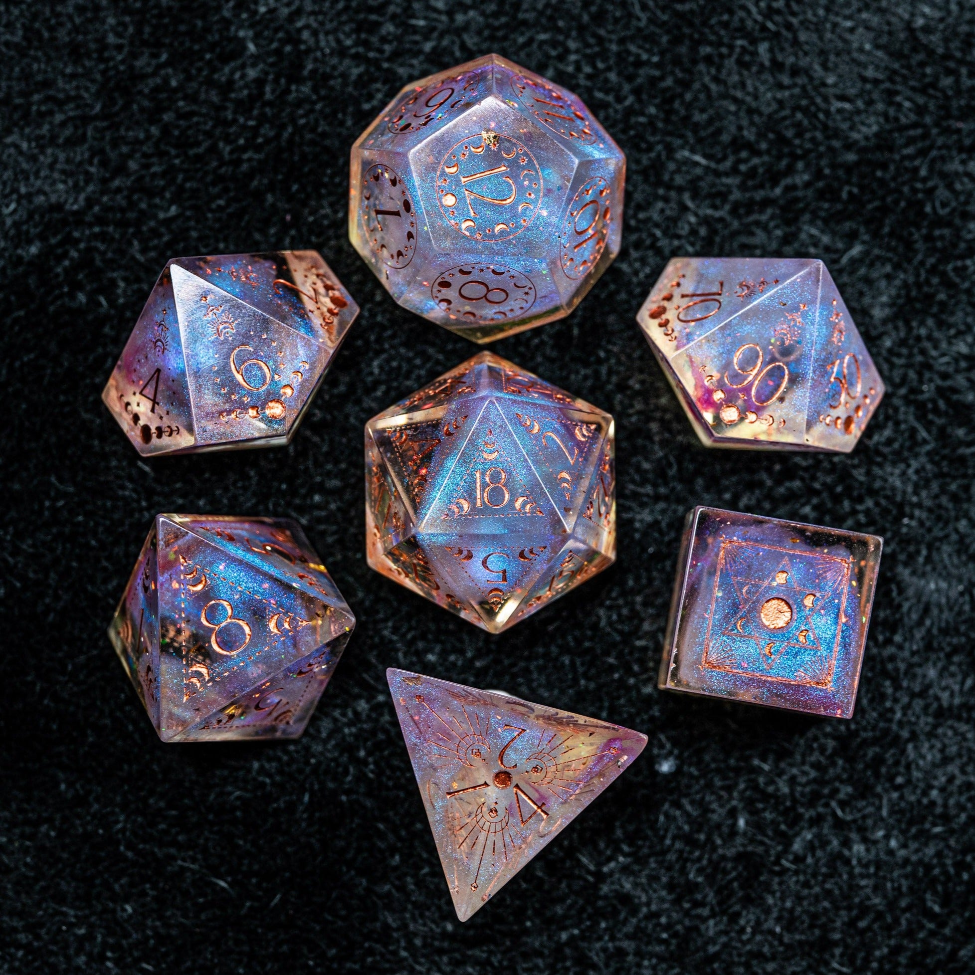 URWizards D&D Resin Fairy Engraved Dice Set Lunar Eclipse | Urwizards