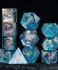 URWizards D&D Resin Ocean Engraved Dice Set Lunar Eclipse - Urwizards
