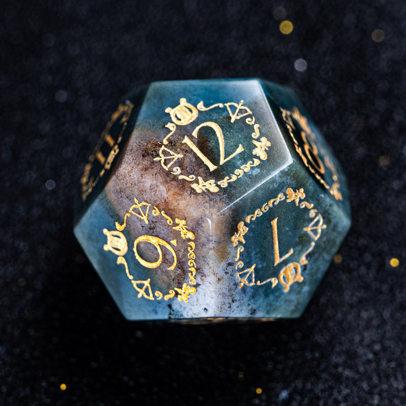 URWizards D&D Indian Agate Engraved Dice Set Bard Style - Urwizards