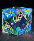 URWizards D&D Polished Prism Glass Engraved Dice Set Hand-painted Forget me not - Urwizards