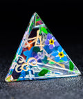 URWizards D&D Polished Prism Glass Engraved Dice Set Hand-painted Forget me not - Urwizards