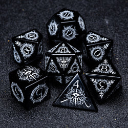 URWizards D&D Obsidian Engraved Dice Set Warlock Style - Urwizards