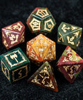 URWizards D&D Indian Agate Engraved Dice Set Barbarian Style - Urwizards