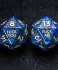 URWizards D&D Lapis Lazuli Gemstone Engraved Dice Set F*CK Style - Urwizards