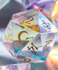 URWizards Dnd Engraved Dichroic Glass D20 Dice Cresent Moon - Urwizards