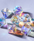 URWizards Dnd Dichroic Prism  Glass Gemstone Engraved Dice Set Moon Style - Urwizards