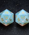 URWizards D&D Opalite Gemstone Engraved Dice Set F*CK Style - Urwizards