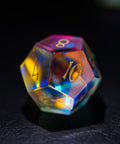 URWizards Dnd Dichroic Prism  Glass Gemstone Engraved Dice Set Moon Style - Urwizards