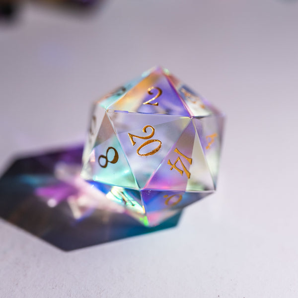 URWizards Dnd Dichroic Prism Glass Gemstone Engraved Dice Set - Urwizards