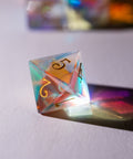 URWizards Dnd Dichroic Prism  Glass Gemstone Engraved Dice Set Moon Style - Urwizards