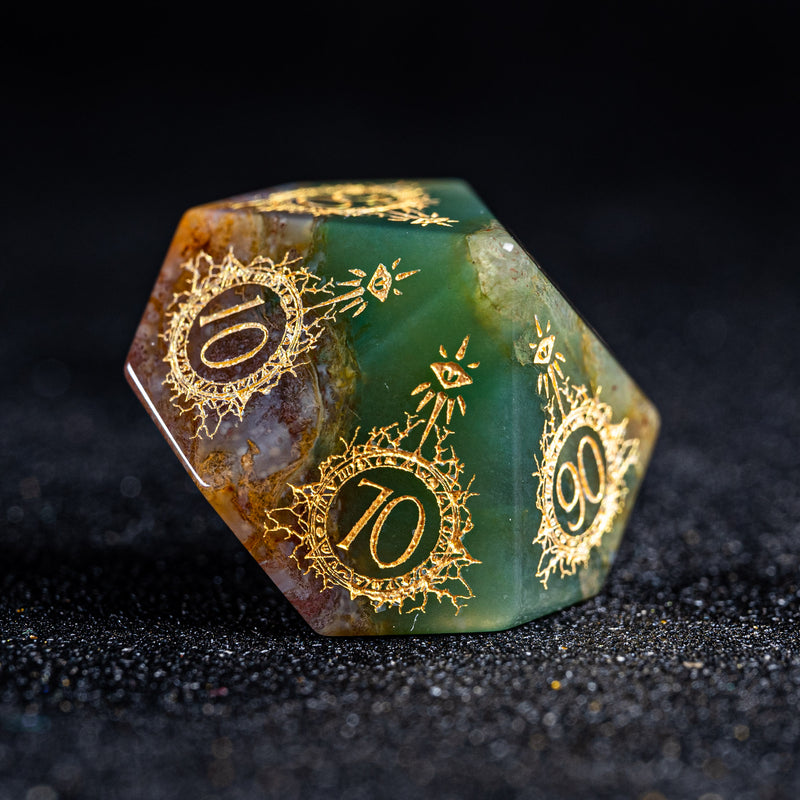 URWizards D&D Indian Agate Engraved Dice Set Warlock Style - Urwizards