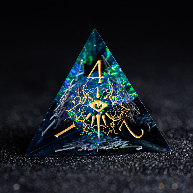 URWizards D&D Resin Dark Glitter Engraved Dice Set Warlock Style - Urwizards