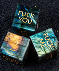 URWizards D&D Labradorite Gemstone Engraved Dice Set F*CK Style - Urwizards