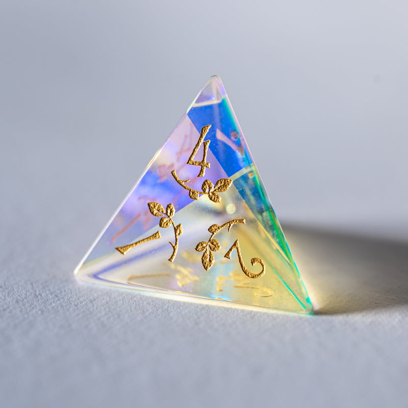 URWizards Dnd Dichroic Prism  Glass Engraved Dice Set Plant Vine Style - Urwizards