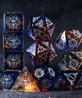 URWizards D&D Resin Dark Glitter Engraved Dice Set Warlock Style - Urwizards