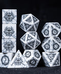 URWizards D&D White Howlite Engraved Dice Set Warlock Style - Urwizards