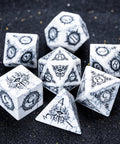 URWizards D&D White Howlite Engraved Dice Set Warlock Style - Urwizards