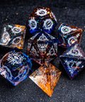 URWizards D&D Resin Dark Glitter Engraved Dice Set Warlock Style - Urwizards