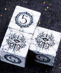 URWizards D&D White Howlite Engraved Dice Set Warlock Style - Urwizards