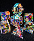 URWizards D&D Dichroic Prism Glass Engraved Dice Set Fuck you Fuck me - Urwizards