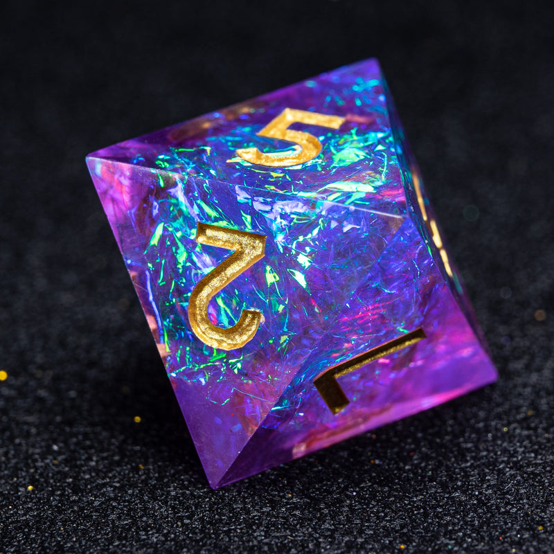 URWizards D&D Purple Glitter Resin Engraved Dice Set Fuck You Fuck Me Style - Urwizards