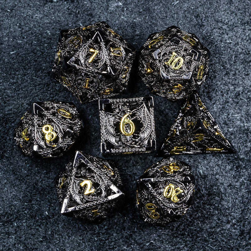 URWizards D&D Hollowed Metal Dice Set Dragon Black - Urwizards