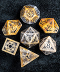URWizards D&D Coral Fossil Engraved Dice Set Lunar Eclipse - Urwizards