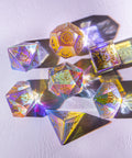 URWizards Dnd Dichroic Prism  Glass Engraved Dice Set Dagger Rogue Style - Urwizards