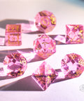 URWizards Dnd Pink Tourmaline Glass Engraved Dice Set Plant Vine Style - Urwizards