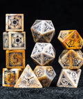 URWizards D&D Coral Fossil Engraved Dice Set Lunar Eclipse - Urwizards