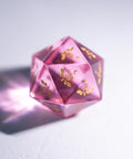URWizards Dnd Pink Tourmaline Glass Engraved Dice Set Plant Vine Style - Urwizards