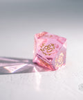 URWizards Dnd Pink Tourmaline Glass Engraved Dice Set Plant Vine Style - Urwizards