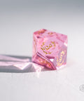 URWizards Dnd Pink Tourmaline Glass Engraved Dice Set Plant Vine Style - Urwizards