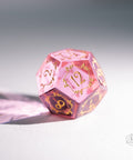URWizards Dnd Pink Tourmaline Glass Engraved Dice Set Plant Vine Style - Urwizards