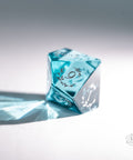 URWizards Dnd Blue Tourmaline Glass Engraved Dice Set Plant Vine Style - Urwizards