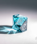 URWizards Dnd Blue Tourmaline Glass Engraved Dice Set Plant Vine Style - Urwizards
