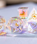 URWizards Dnd Dichroic Prism  Glass Engraved Dice Set Unicorn Style - Urwizards