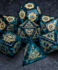URWizards D&D Blast Blue Glass Engraved Dice Set Warlock Style - Urwizards