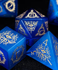 URWizards D&D Blue Cat's Eye Engraved Dice Set Warlock Style - Urwizards