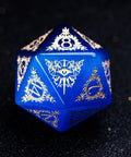 URWizards D&D Blue Cat's Eye Engraved Dice Set Warlock Style - Urwizards