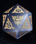 URWizards D&D Grey Cat's Eye Engraved Dice Set Warlock Style - Urwizards