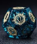 URWizards D&D Blast Blue Glass Engraved Dice Set Warlock Style - Urwizards
