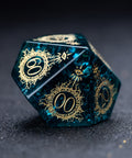 URWizards D&D Blast Blue Glass Engraved Dice Set Warlock Style - Urwizards