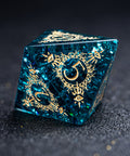 URWizards D&D Blast Blue Glass Engraved Dice Set Warlock Style - Urwizards