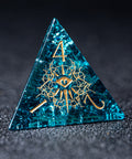 URWizards D&D Blast Blue Glass Engraved Dice Set Warlock Style - Urwizards