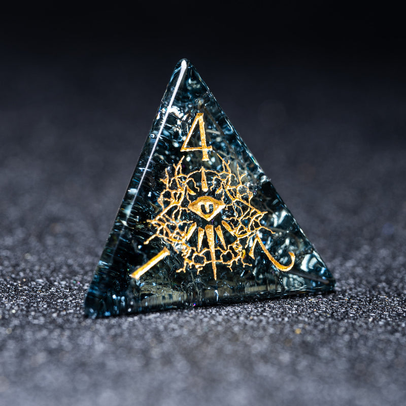 URWizards D&D Blast Dark Glass Engraved Dice Set Warlock Style - Urwizards