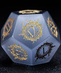 URWizards D&D Grey Cat's Eye Engraved Dice Set Warlock Style - Urwizards